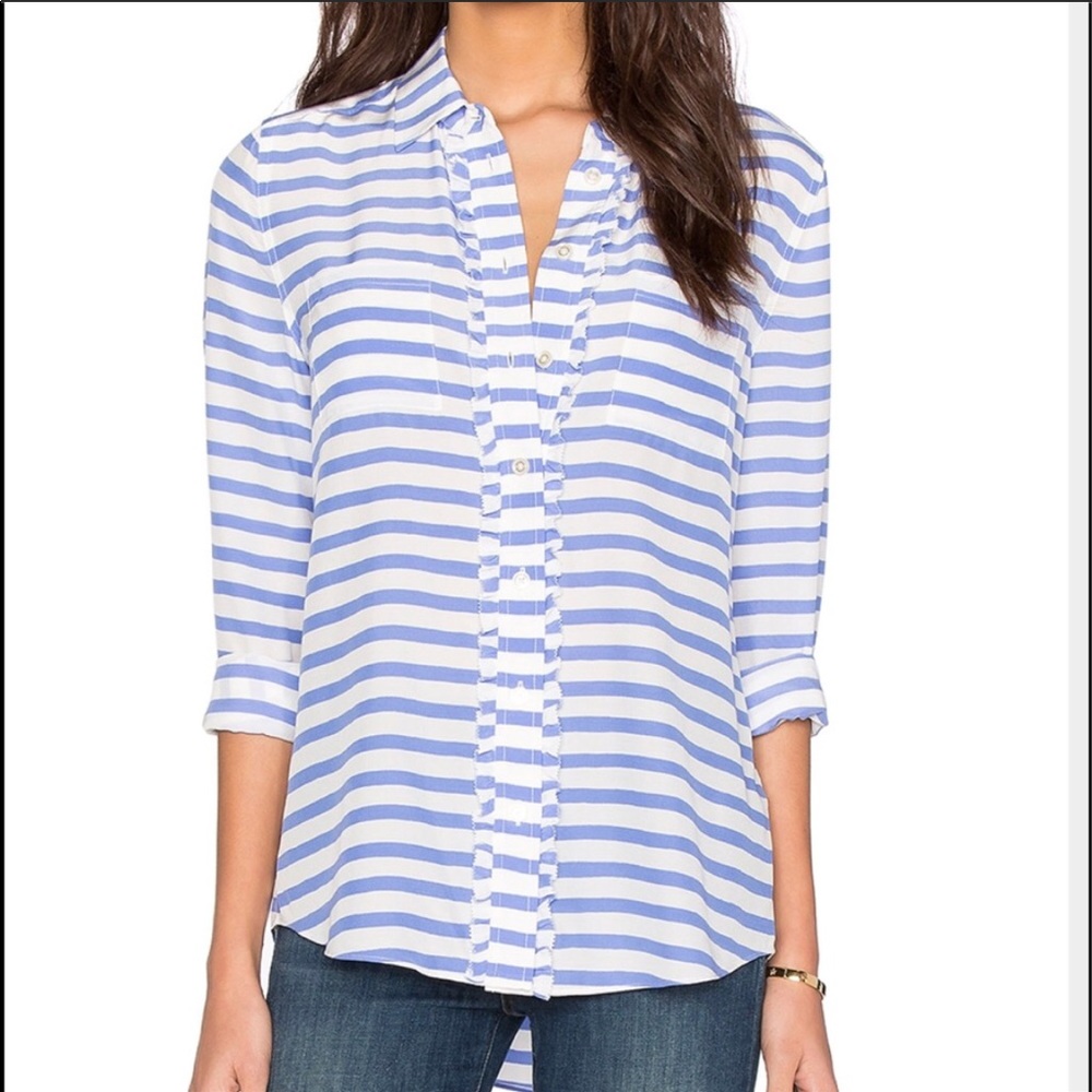 Kate Spade Painterly Striped Ruffle Front Shirt!